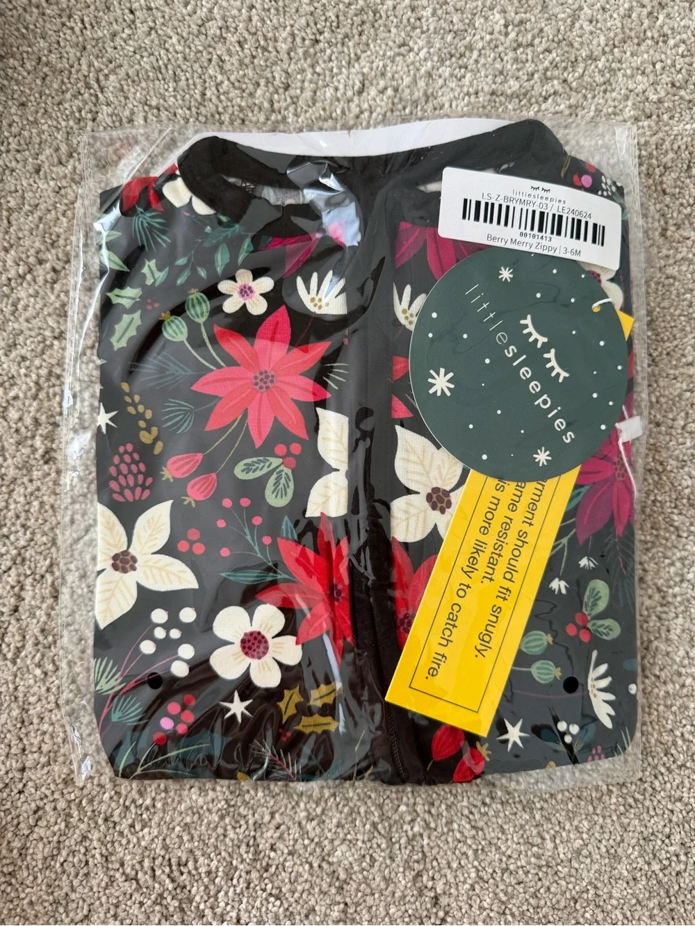 Little Sleepies Berry Merry 3-6M Zippy